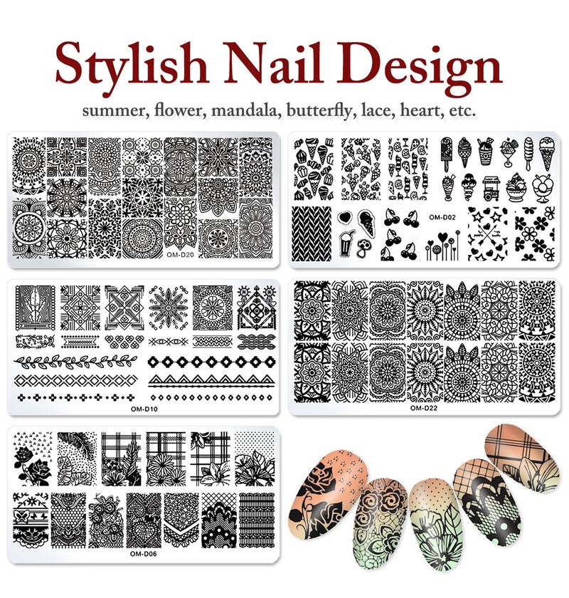 SILPECWEE 10pcs Nail Stamping Plates Nail Stamp Nail Art Plates Geometry Design Stamps Nail Stencil Manicure Templates Nail Art Accessories for DIY&Salon - Image 5